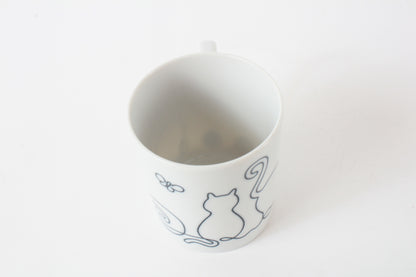 Mino ware Japanese Ceramics Mug Cup Wire Art Cat Black made in Japan