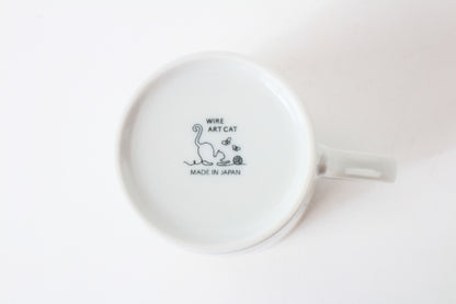 Mino ware Japanese Ceramics Mug Cup Wire Art Cat Black made in Japan