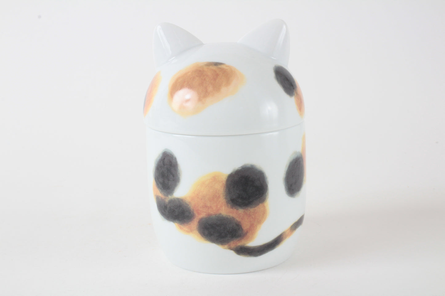 Mino ware Japanese Ceramic Lidded Pot Cat Pit (Large) Calico Cat made in Japan