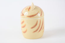 Mino ware Japanese Ceramic Lidded Pot Cat Pit (Large) Ginger Tabby Cat made in Japan