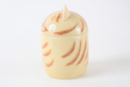 Mino ware Japanese Ceramic Lidded Pot Cat Pit (Large) Ginger Tabby Cat made in Japan