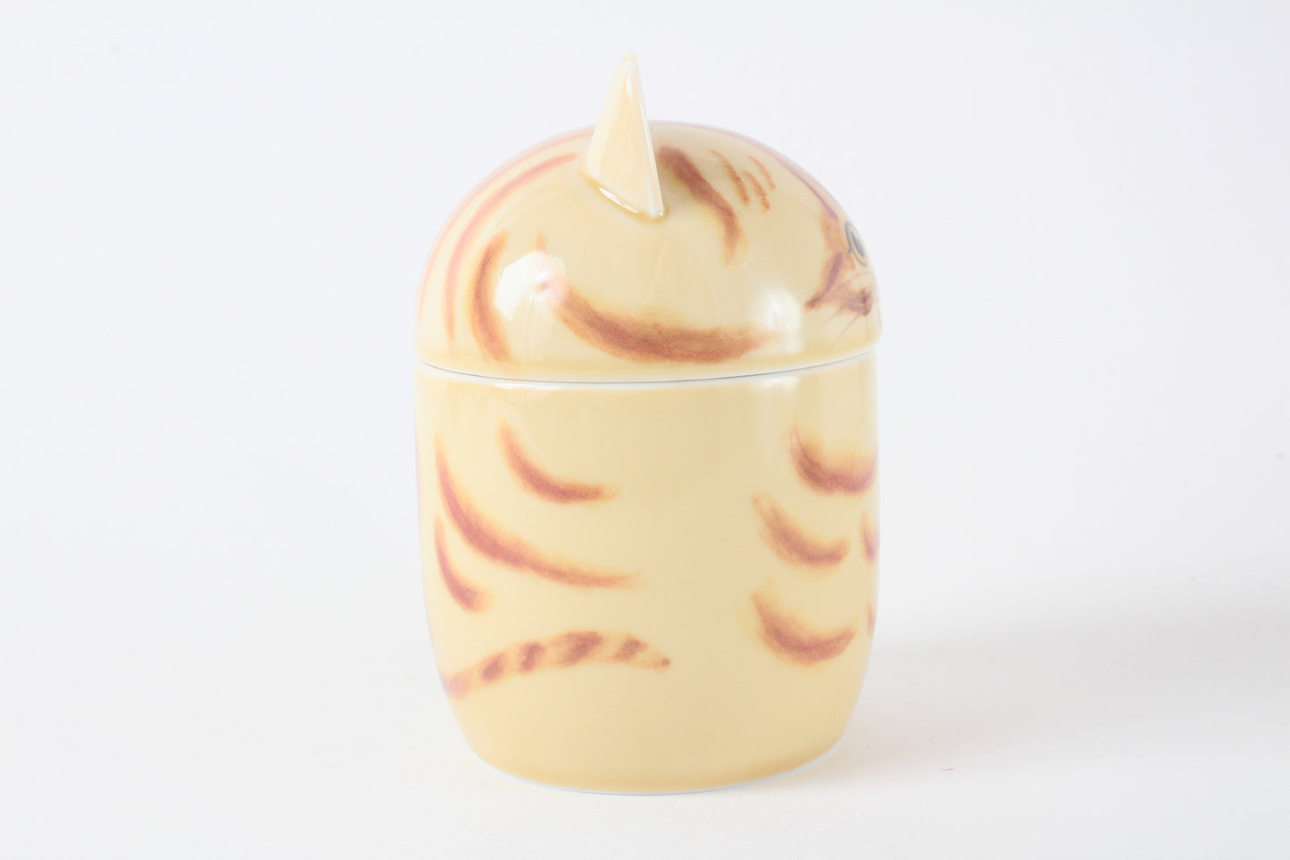 Mino ware Japanese Ceramic Lidded Pot Cat Pit (Large) Ginger Tabby Cat made in Japan