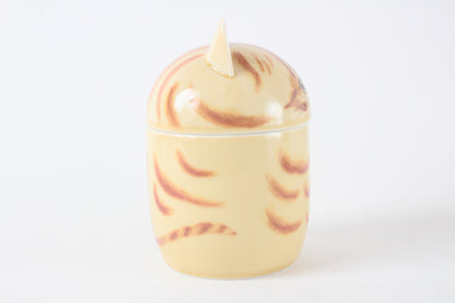 Mino ware Japanese Ceramic Lidded Pot Cat Pit (Large) Ginger Tabby Cat made in Japan