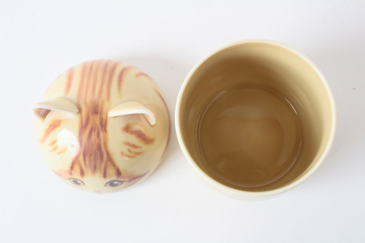 Mino ware Japanese Ceramic Lidded Pot Cat Pit (Large) Ginger Tabby Cat made in Japan