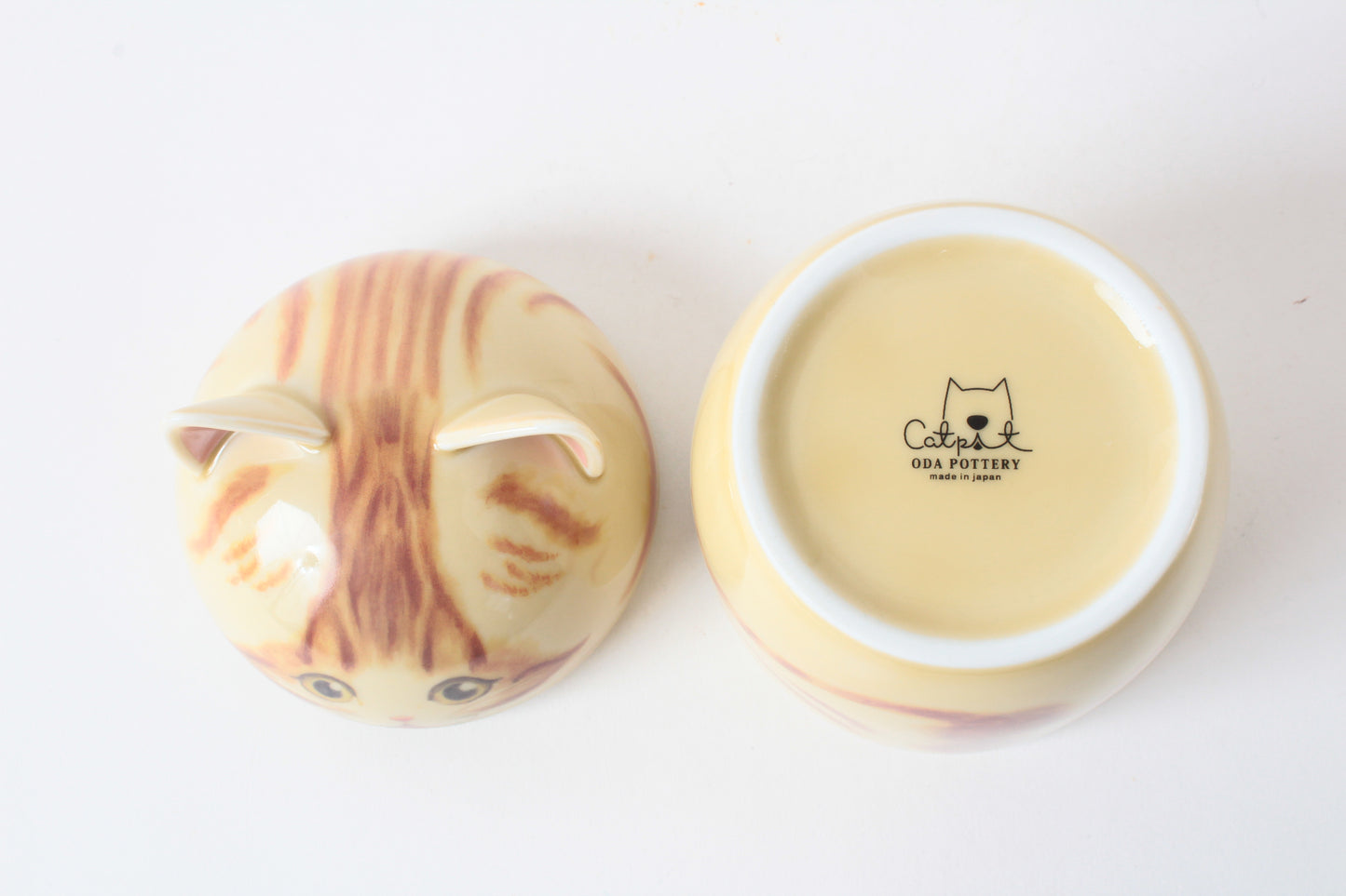 Mino ware Japanese Ceramic Lidded Pot Cat Pit (Large) Ginger Tabby Cat made in Japan