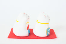 Yanakado Japanese Cat Mini Statue Figurine Lucky Beckoning Cat Pair Mt. Fuji & Sea Bream (set of two) 1.9in Hand-Drawn made in Tokyo Japan