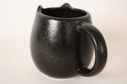 Mino ware Japanese Pottery Mug Cup Cat Daruma Black made in Japan