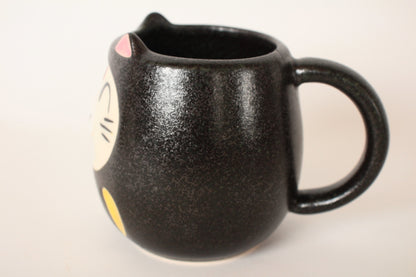 Mino ware Japanese Pottery Mug Cup Cat Daruma Black made in Japan