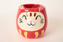 Mino ware Japanese Pottery Mug Cup Cat Daruma Red made in Japan