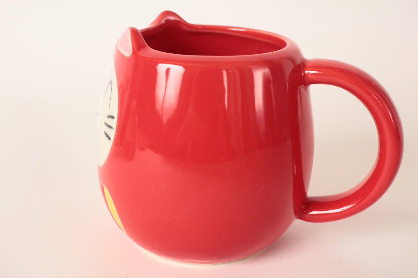 Mino ware Japanese Pottery Mug Cup Cat Daruma Red made in Japan