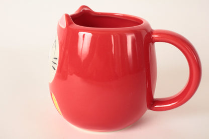 Mino ware Japanese Pottery Mug Cup Cat Daruma Red made in Japan