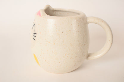 Mino ware Japanese Pottery Mug Cup Cat Daruma Chiffon White made in Japan