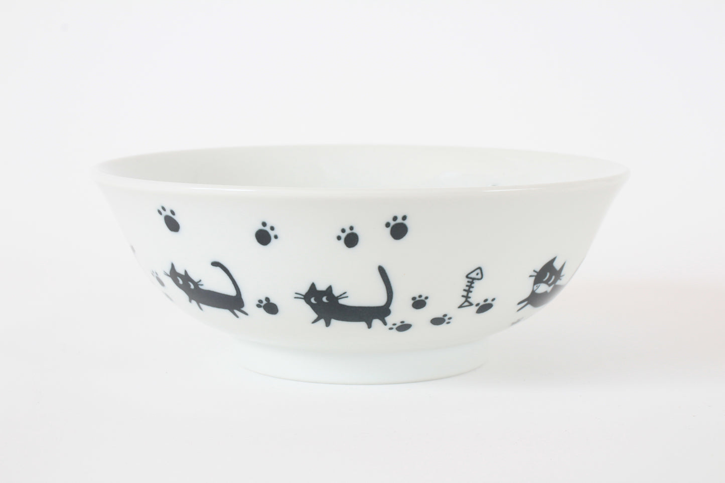 Mino ware Japanese Ceramics Ramen Noodle Donburi Bowl Black Cats & Footprints made in Japan