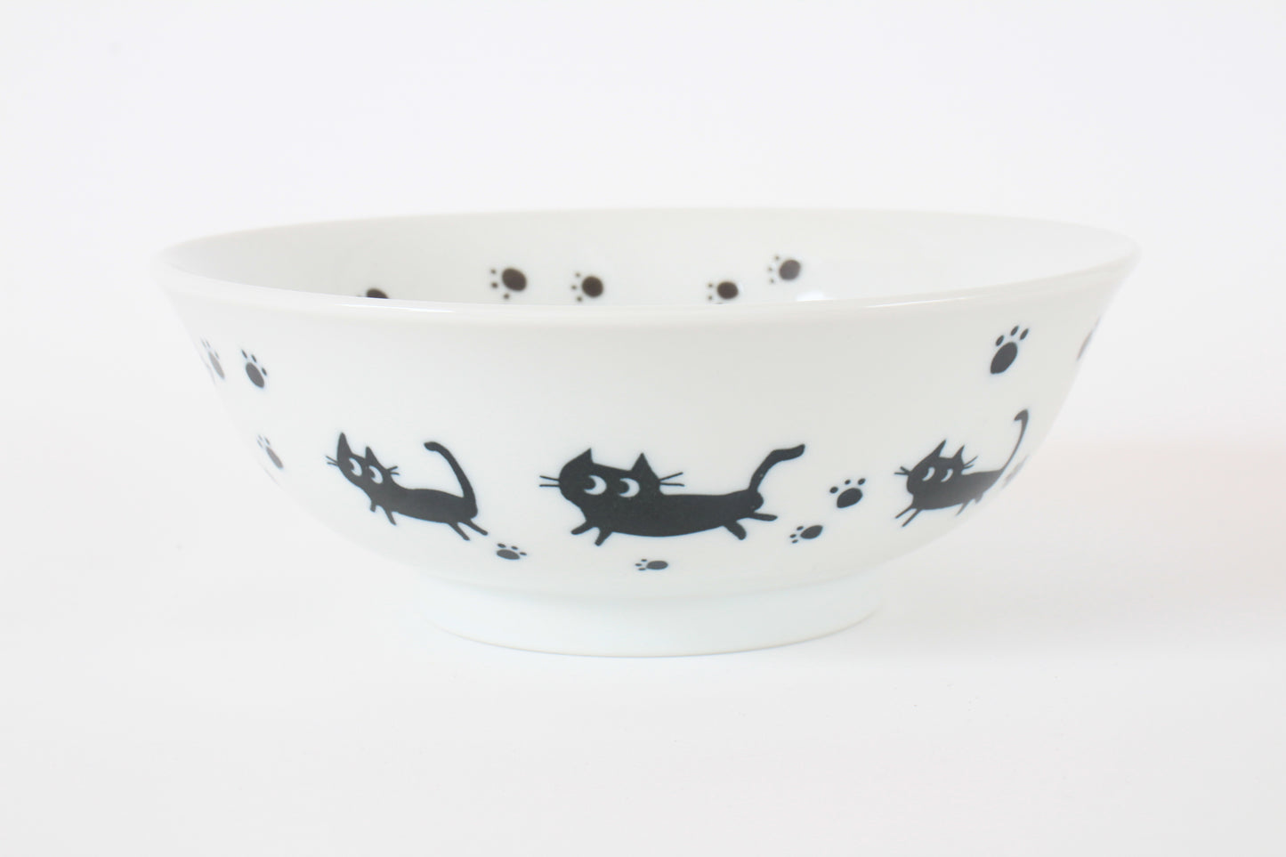 Mino ware Japanese Ceramics Ramen Noodle Donburi Bowl Black Cats & Footprints made in Japan