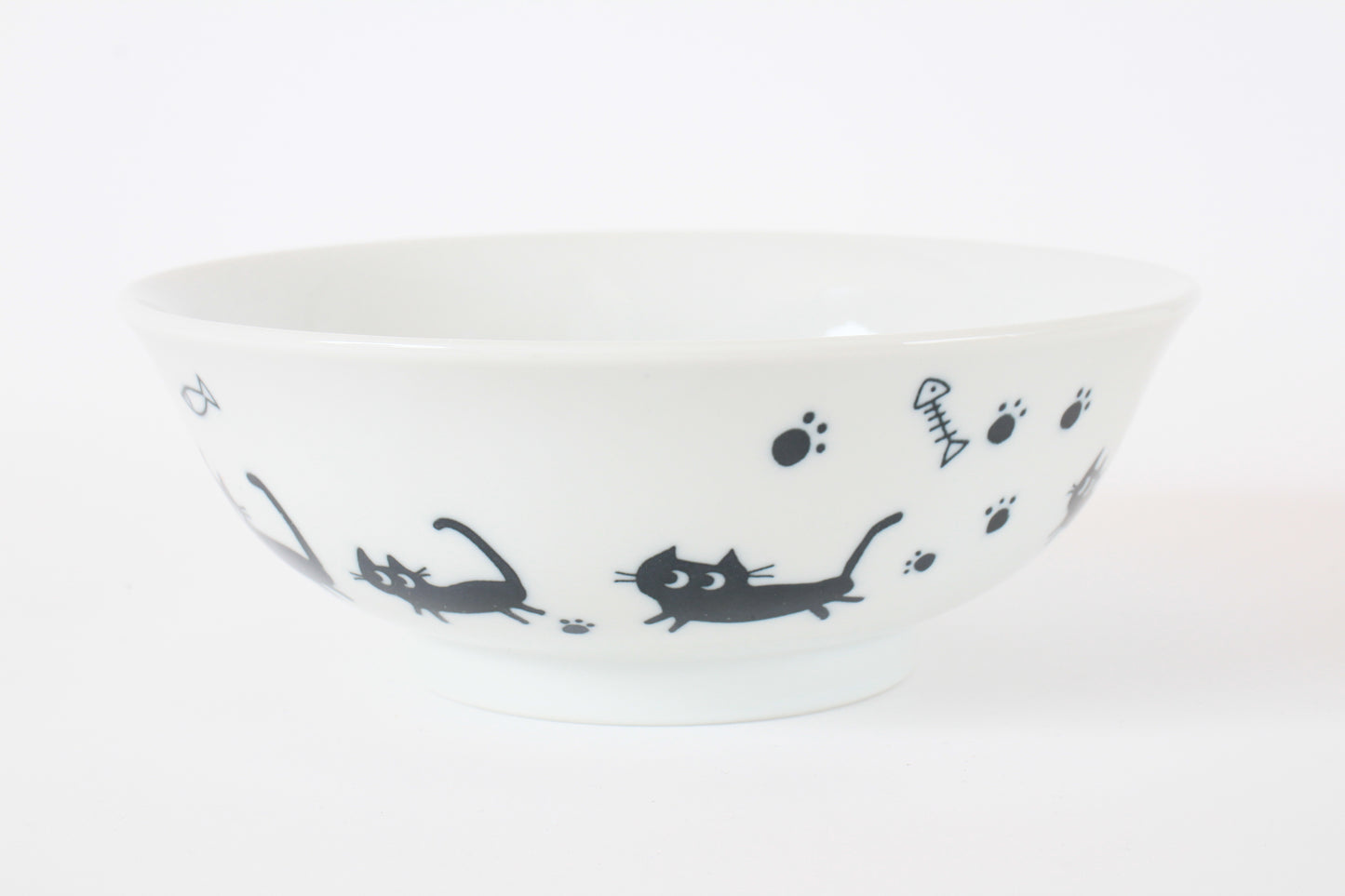 Mino ware Japanese Ceramics Ramen Noodle Donburi Bowl Black Cats & Footprints made in Japan