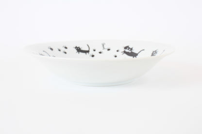 Mino ware Japanese Ceramics Large Round Plate Black Walking Cats made in Japan