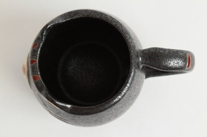 Mino ware Japanese Pottery Mug Cup Cat Shape Matte Black made in Japan