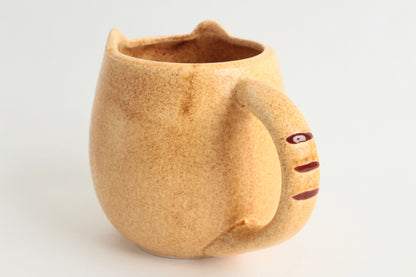 Mino ware Japanese Pottery Mug Cup Cat Shape Honey Yellow made in Japan