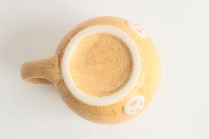 Mino ware Japanese Pottery Mug Cup Cat Shape Honey Yellow made in Japan