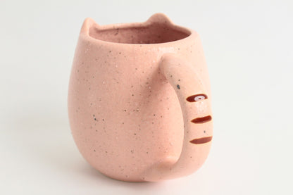 Mino ware Japanese Pottery Mug Cup Cat Shape Carnation Pink made in Japan