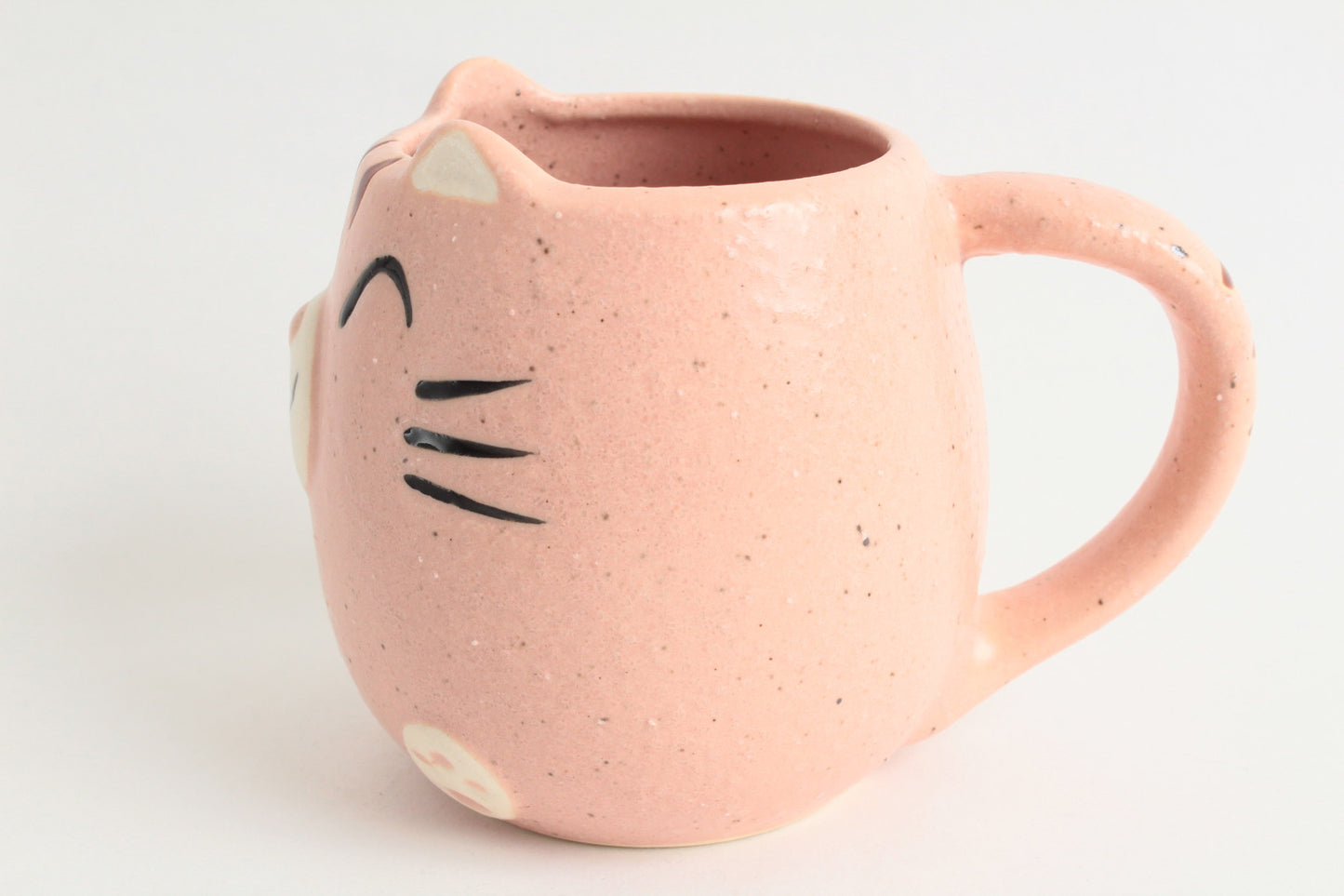 Mino ware Japanese Pottery Mug Cup Cat Shape Carnation Pink made in Japan