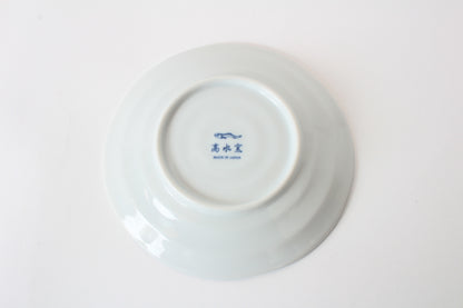 【2pcs set】Mino ware Japanese Ceramics Pair Round Plate 6.5in Japanese Cat Fishing Seigaiha pattern (set of two) made in Japan (Large Flat)