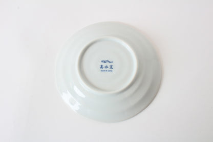 【2pcs set】Mino ware Japanese Ceramics Pair Round Plate 6.5in Japanese Cat with Furoshiki Wrapping Cloth Karakusa pattern (set of two) made in Japan (Large Flat)