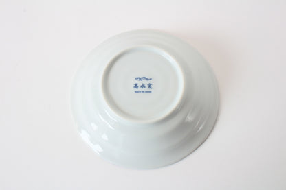 【2pcs set】Mino ware Japanese Ceramics Pair Round Plate 6.5in Japanese Cat Fishing Seigaiha pattern (set of two) made in Japan (Medium Deep)