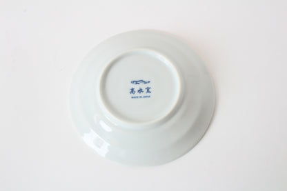 【2pcs set】Mino ware Japanese Ceramics Pair Round Plate 5.4in Japanese Cat with umbrella Tokusa pattern (set of two) made in Japan (Small Flat)