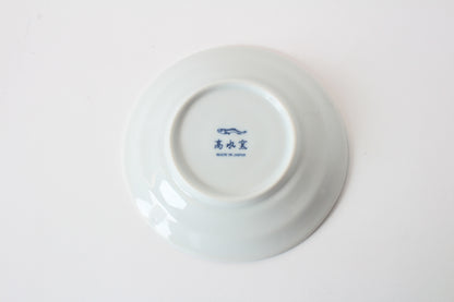 【2pcs set】Mino ware Japanese Ceramics Pair Round Plate 5.4in Japanese Cat Fishing Seigaiha pattern (set of two) made in Japan (Small Flat)