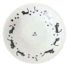 Mino ware Japanese Ceramics Large Round Plate Black Walking Cats made in Japan