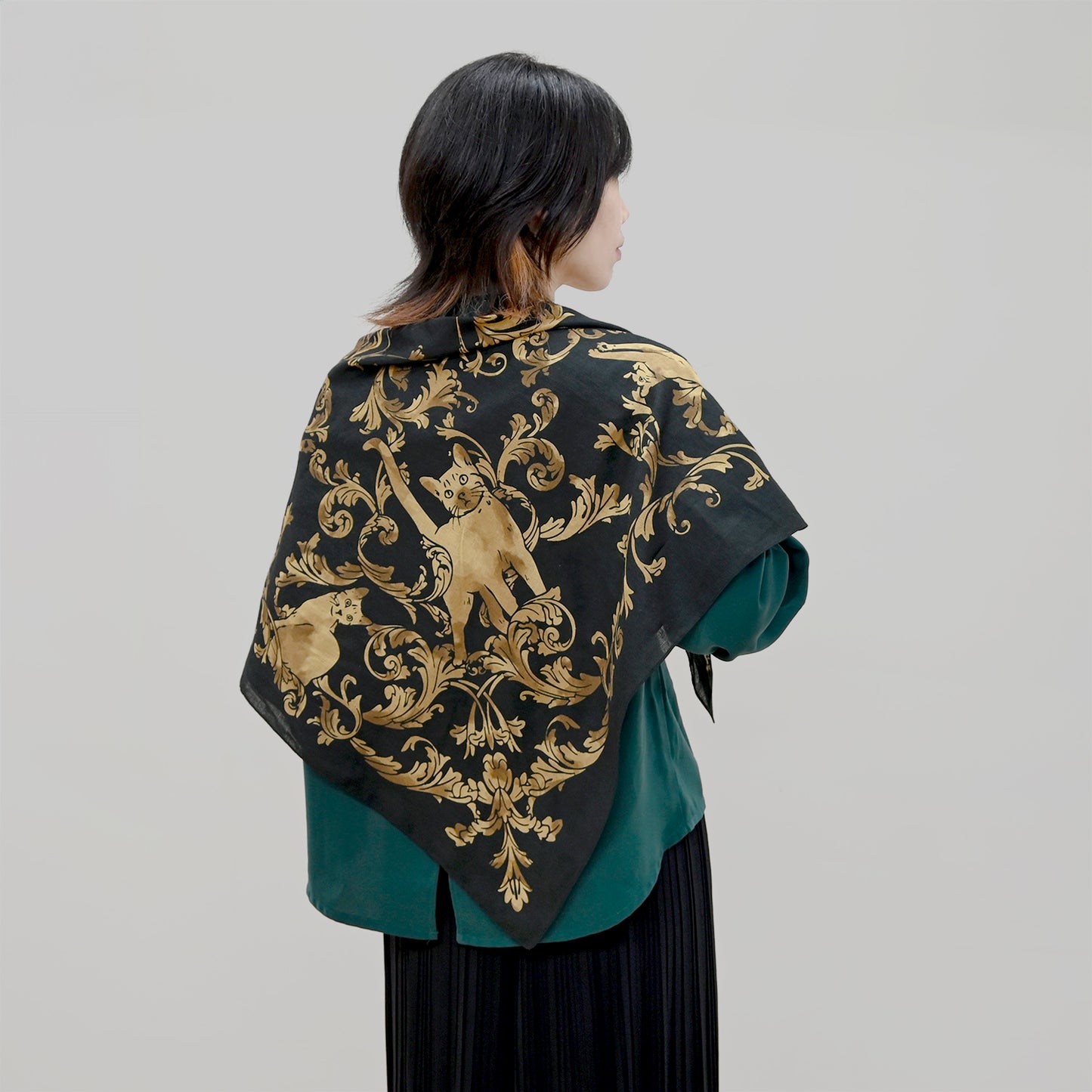 Japanese Cat Print Furoshiki Wrapping Cloth Large – Rondo of Cats Black 38.2in